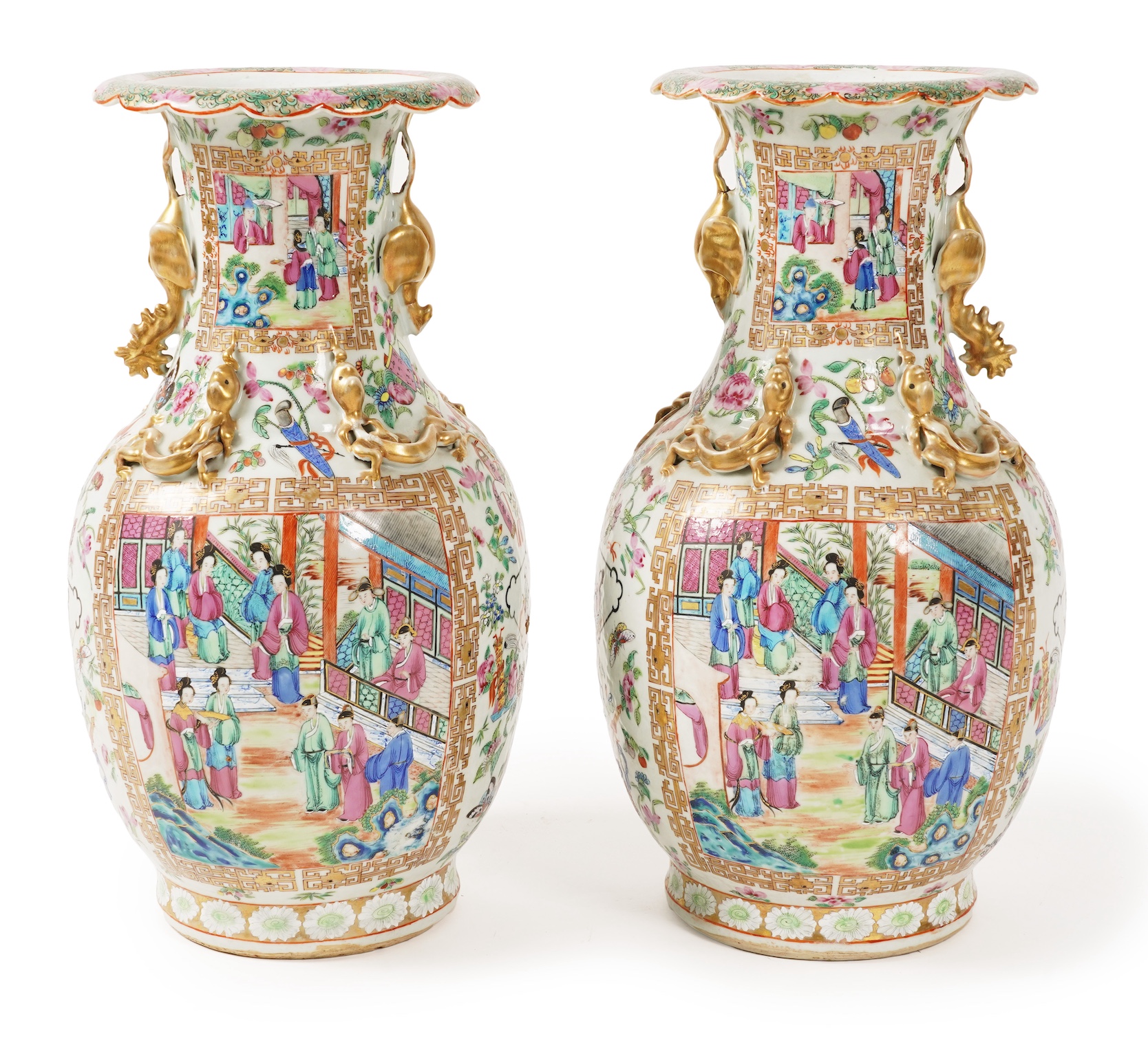 A pair of Chinese famille rose vases, Daoguang period, c.1830
